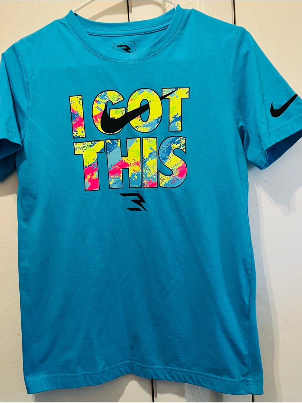 Nike Bright Teal Kids Short-Sleeve Tee with Colorful 'I GOT THIS' Graphic
